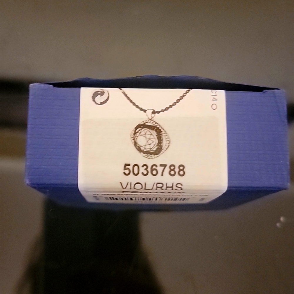 BNIB Swarovski Violet Crystal Abana Pendant Necklace Rhodium Plated